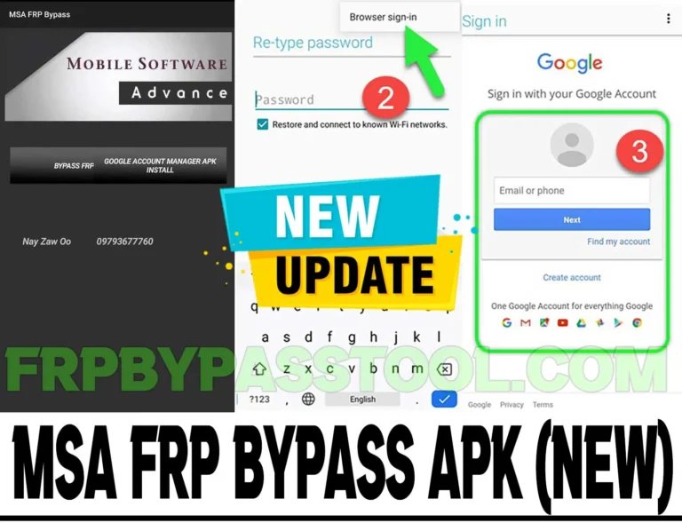 The screenshot of MSA FRP bypass APK that is Downloaded in to a computer. The text on the image says this APK is produced by Texel.apk, South Africa and Android Host