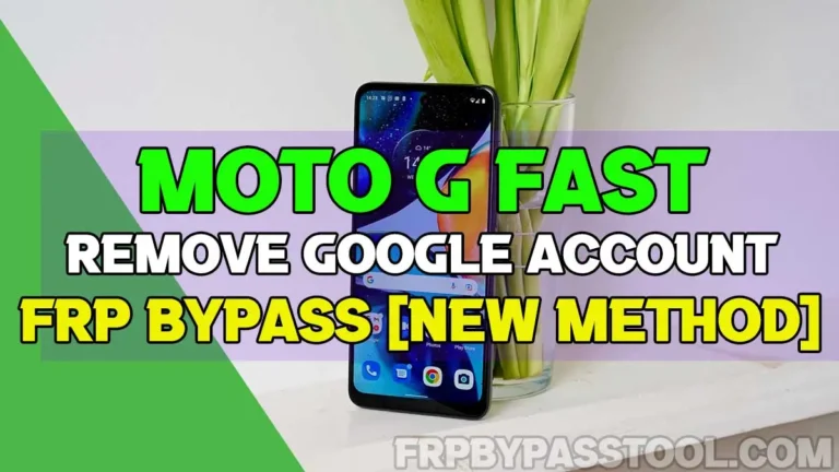 A picture of Motorola Moto G Fast smartphone. That is facing FRP lock problem. The text on the screen shares the title of this post to bypass it.