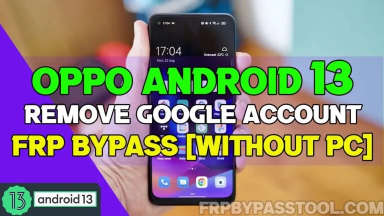 A picture of human hand holding OPPO FRP lock device and a text related to the unlocking guide that is shared in this post.